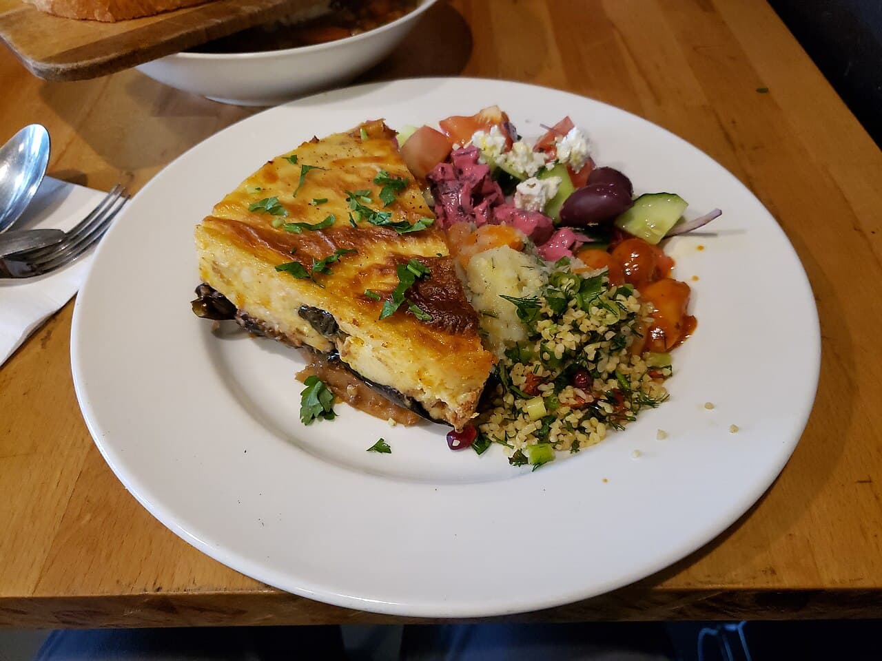 Source photograph of Moussaka. Not official I Want Some Food pixel artwork.