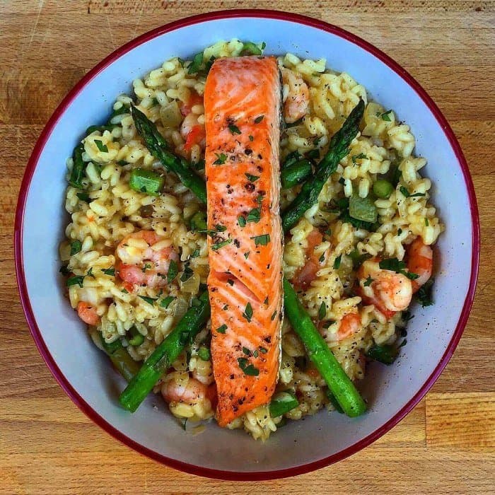 Source photograph of Salmon Prawn Risotto