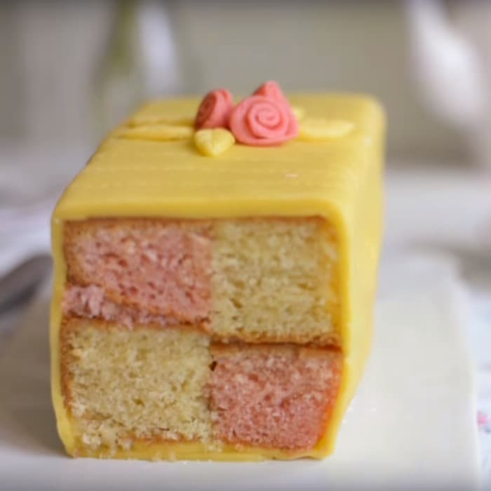 Source photograph of Battenberg Cake