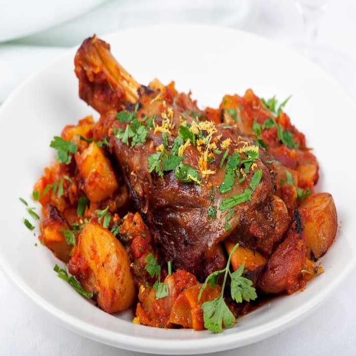 Source photograph of Vietnamese lamb shanks with sweet potatoes