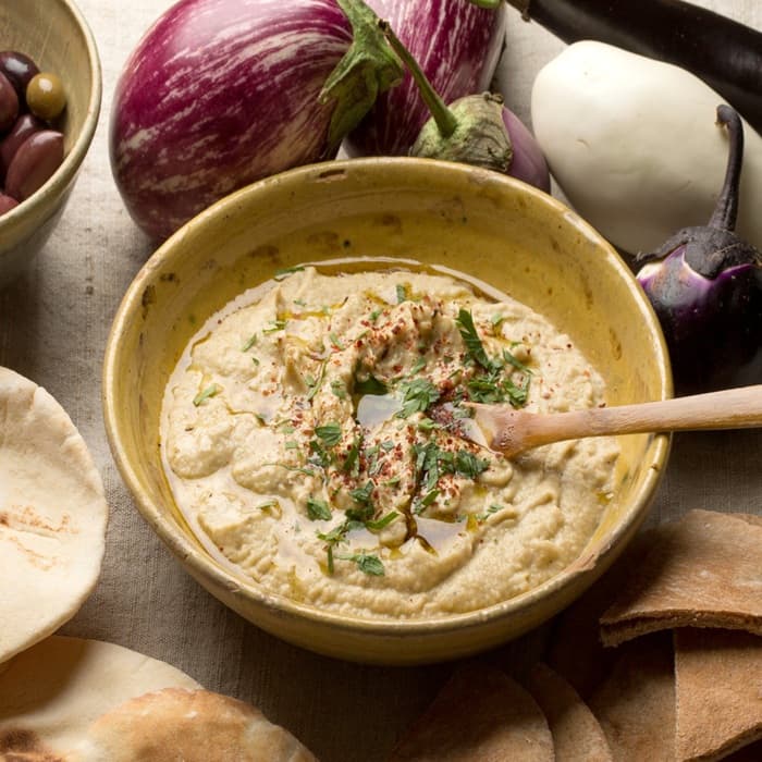 Source photograph of Smoked aubergine purée