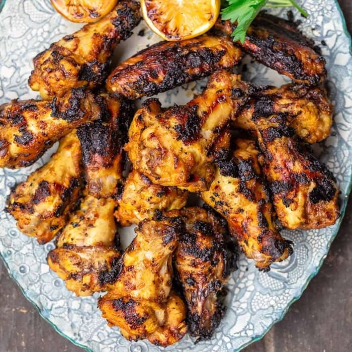 Source photograph of Chicken wings with cumin, lemon & garlic