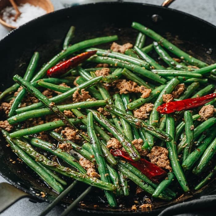 Source photograph of Sichuan Style Stir-Fried Chinese Long Beans