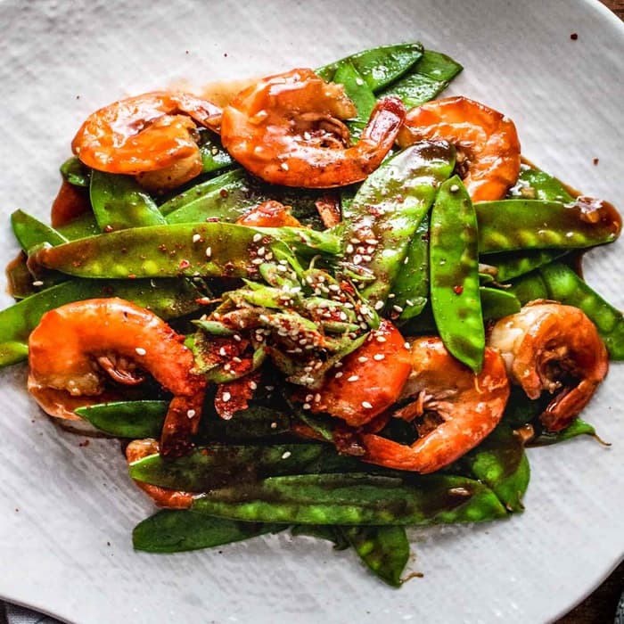 Source photograph of Shrimp With Snow Peas