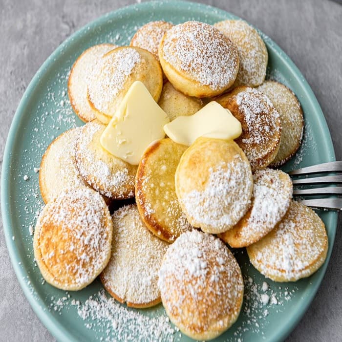 Source photograph of Dutch poffertjes (mini pancakes)