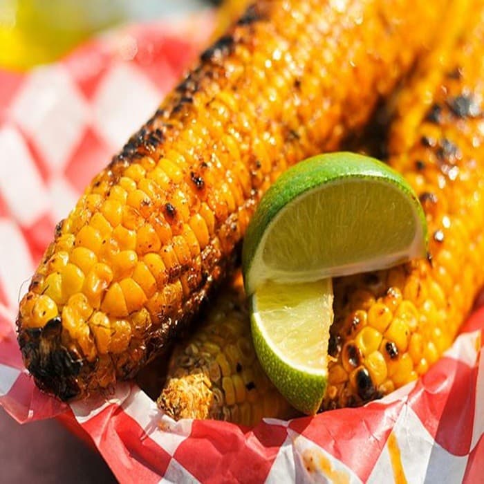 Source photograph of Corn on the cob with lime, green chilli and coconut butter